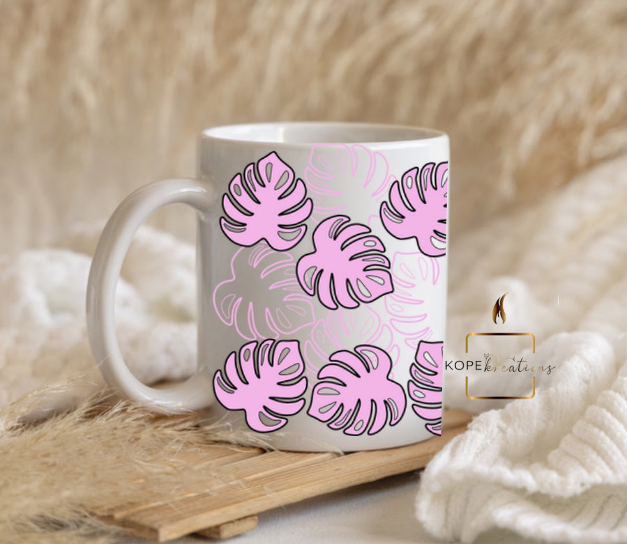 Pink Leaf Mug