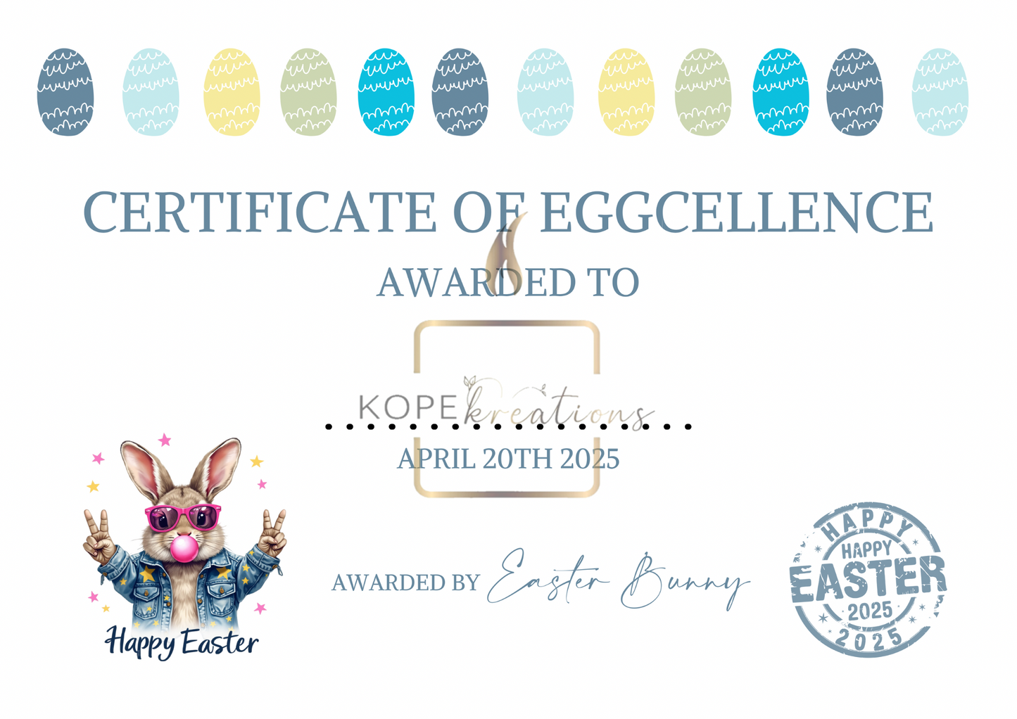 Easter Bunny Certificate
