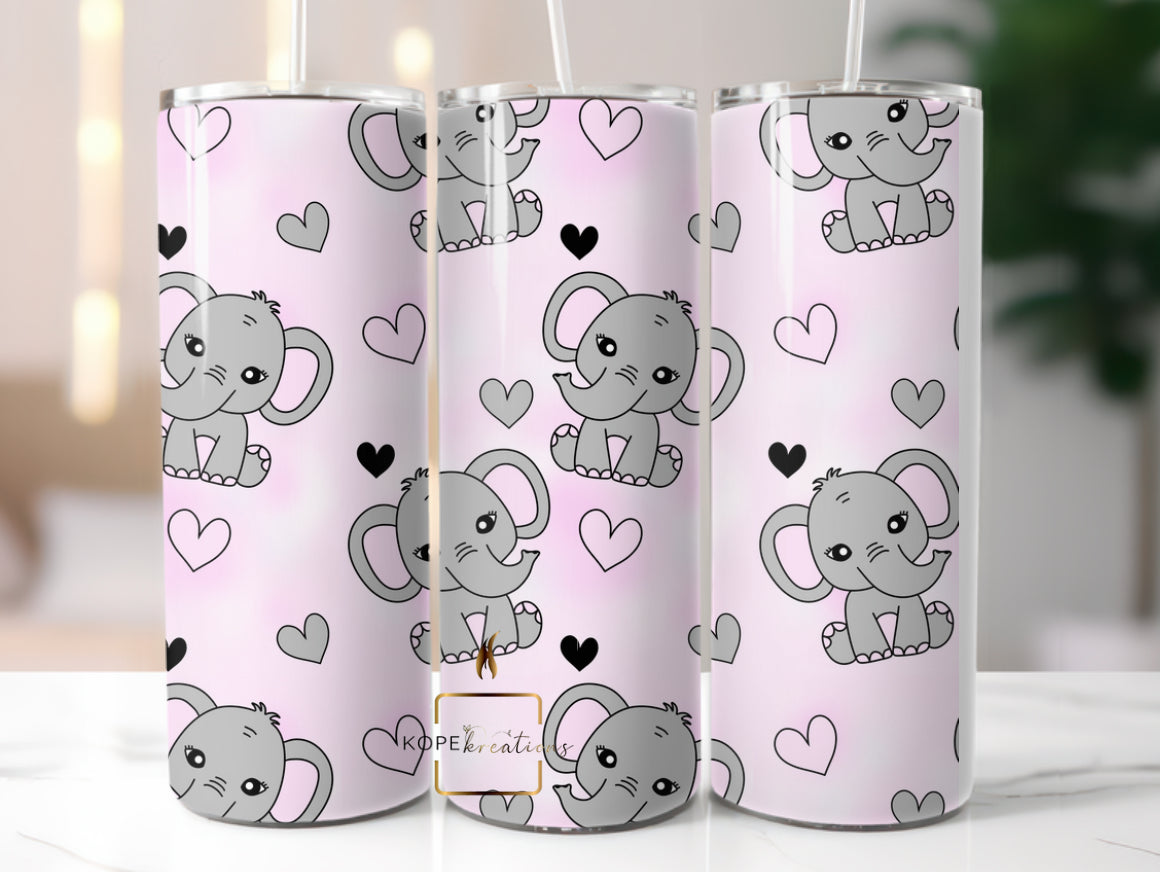 Cute Elephant | 20oz Steel Tumblero